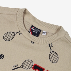 Fila Tennis Print One-on-one Fiu T-shirt Homok | HU-13195